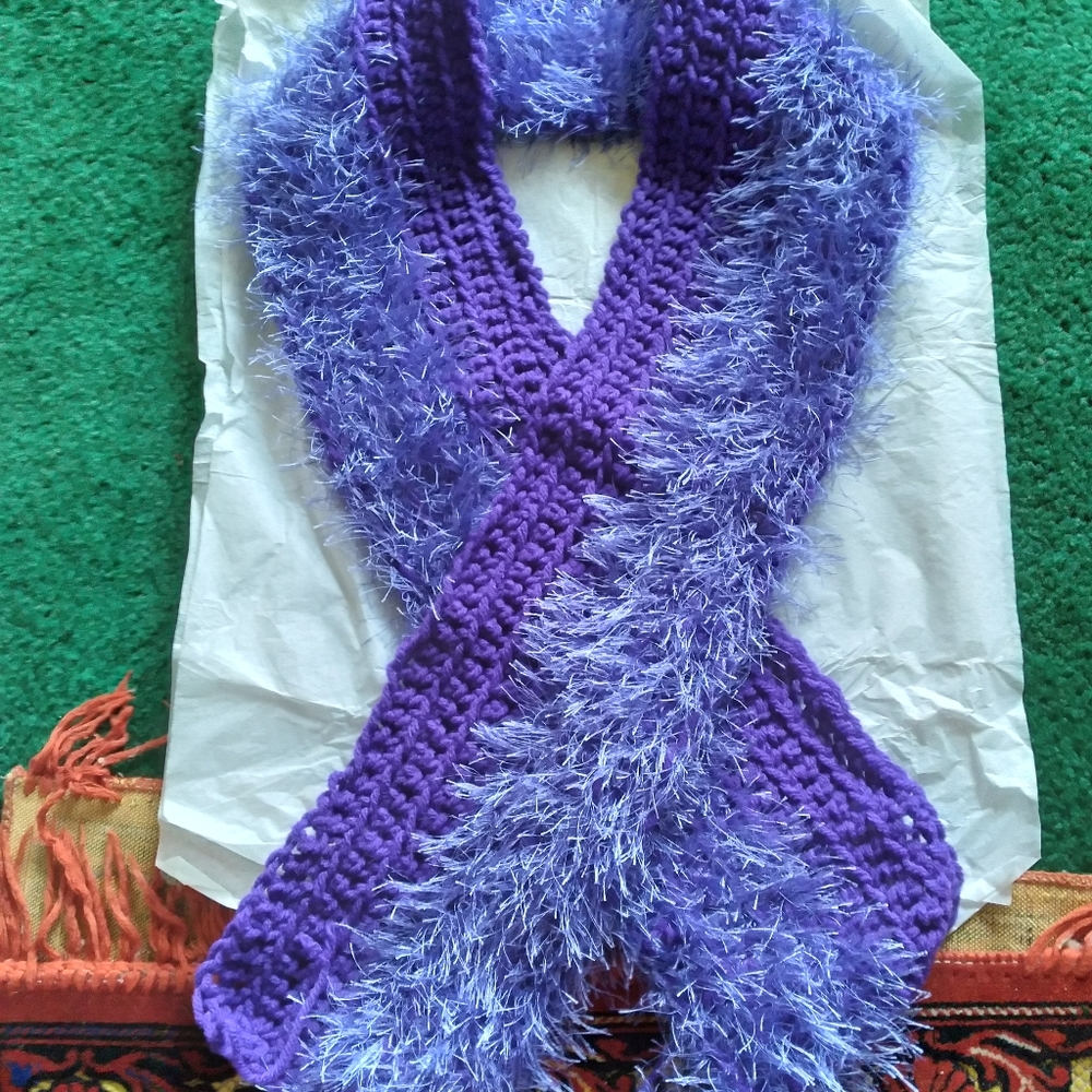 Handmade  Crochet  Knit Purple Wrap